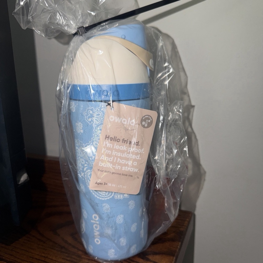 Owala x Cat & Jack 16 oz FreeSip Bandana Rama Blue Paisley Water Bottle New